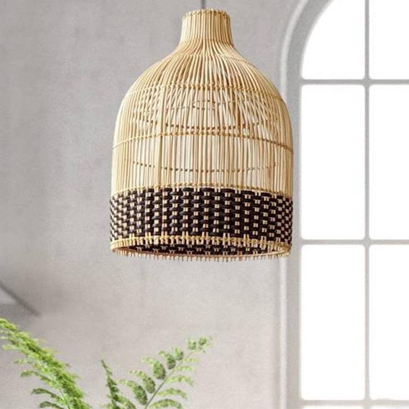 Black Rattan Woven Pendant Lampshade Hanging Light Fixture-labpiecesign