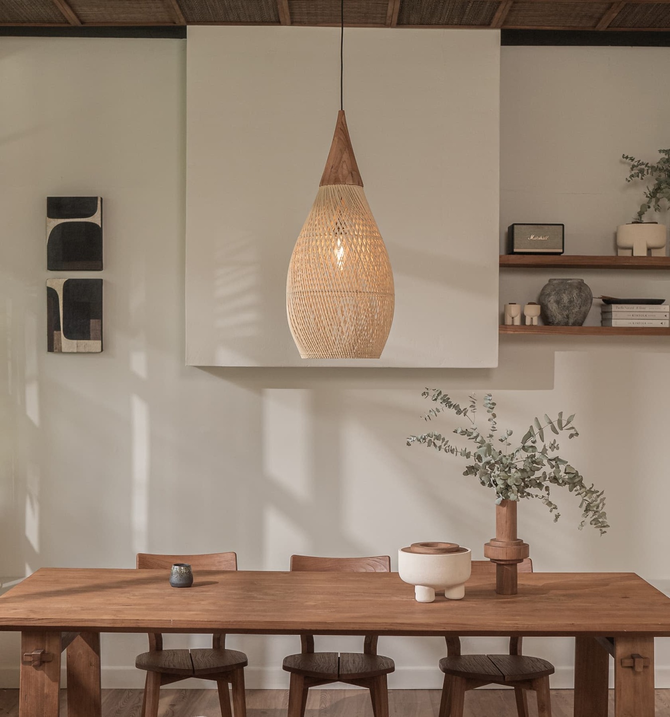 Handwoven Japandi Wabi-Sabi Style Natural Rattan Pendant Lampshade ...