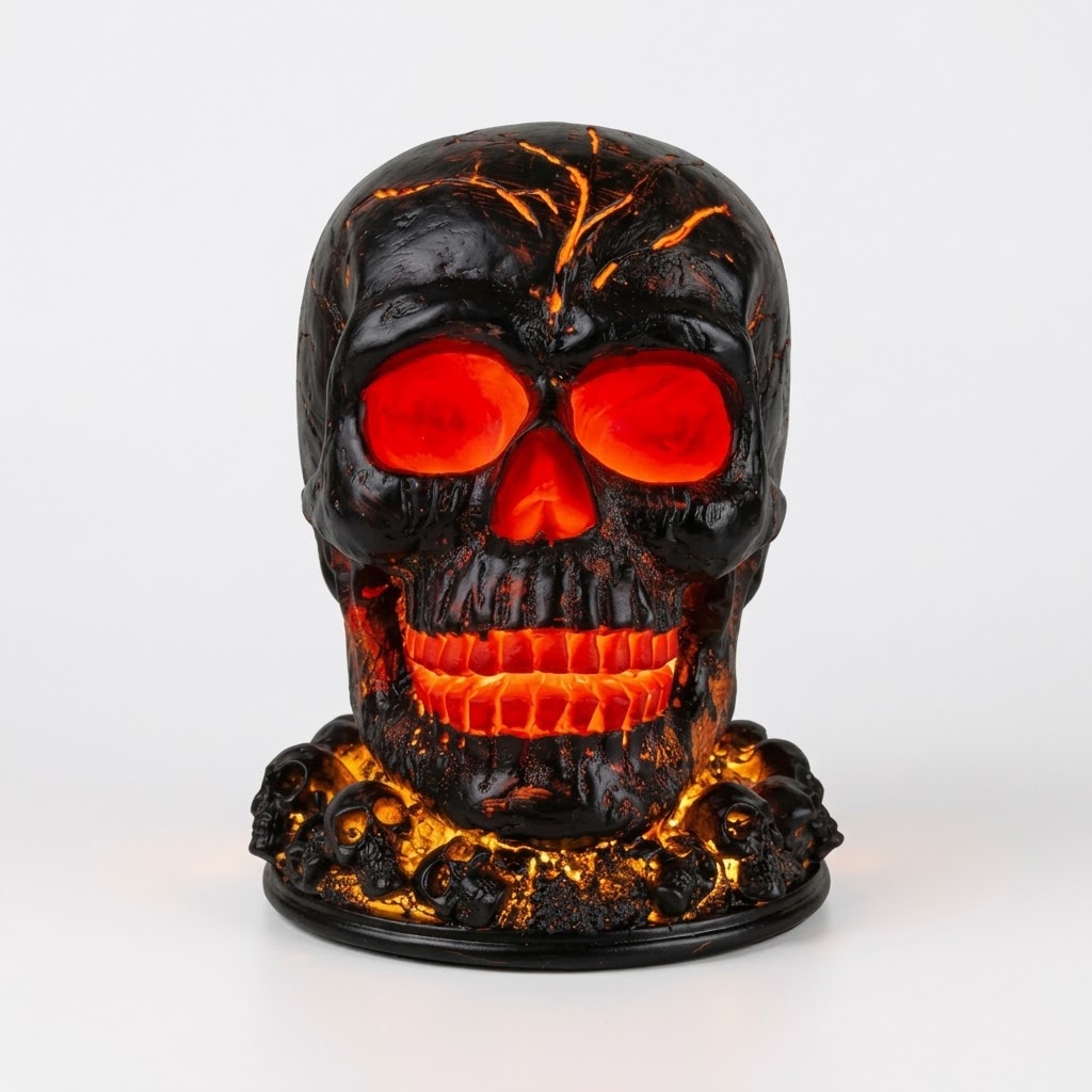 Spooky USB Lava Skull Lamp for Halloween Yard & Garden Decor