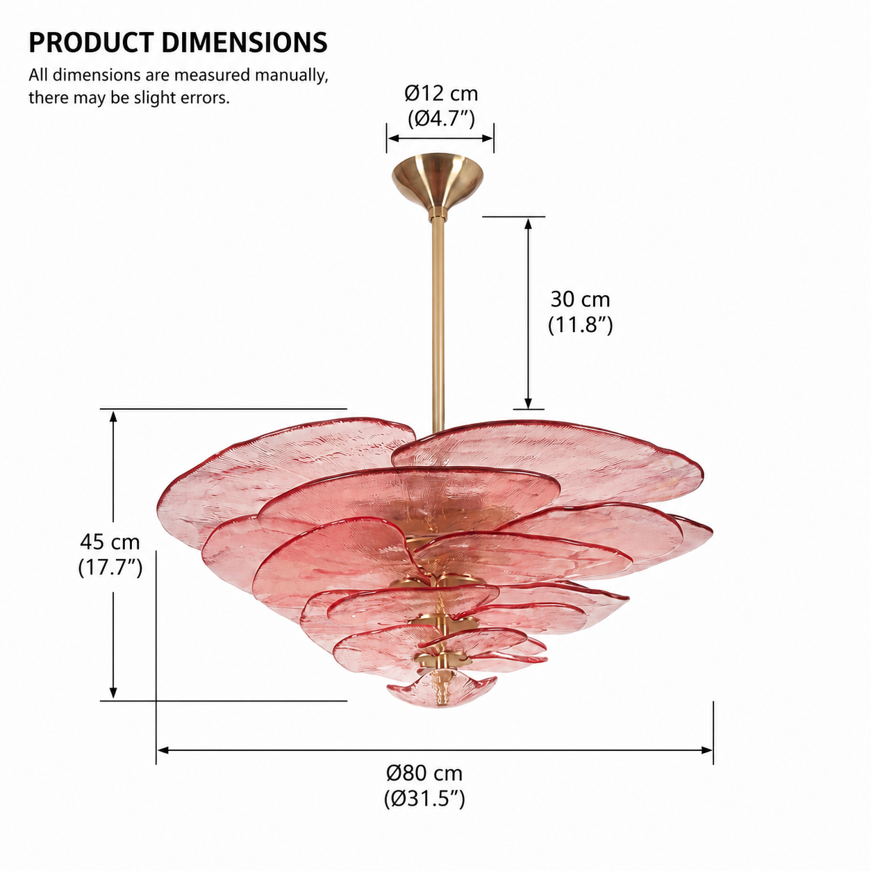 Mid-Century Modern Amber Petal Chandelier for Living Room Dining Area