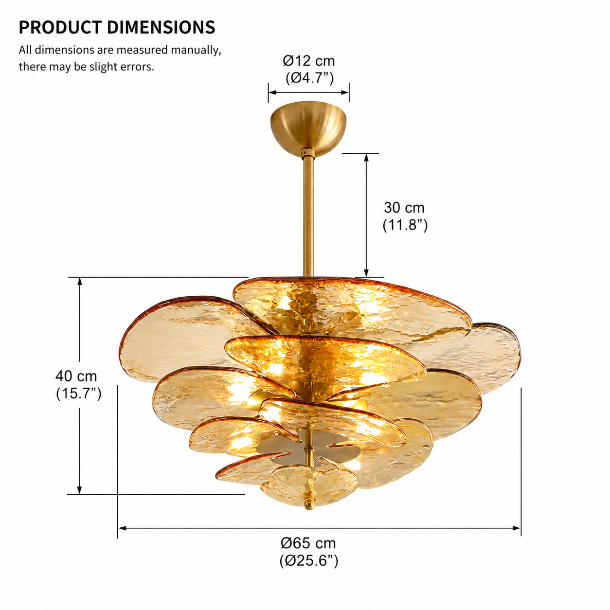 Mid-Century Modern Amber Petal Chandelier for Living Room Dining Area