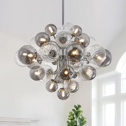 Nordic Luxury Glass Bubble Chandelier Simple High-end Copper Metal Chandelier-labpiecesign