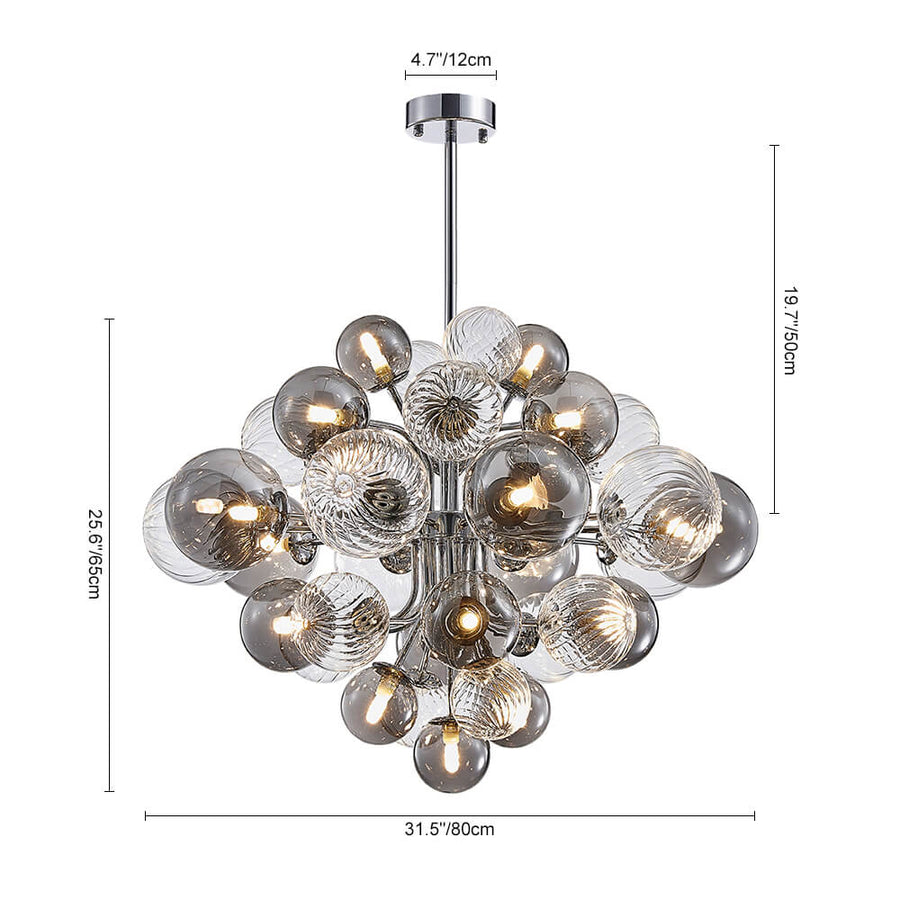 Nordic Luxury Glass Bubble Chandelier Simple High-end Copper Metal Pendant Light