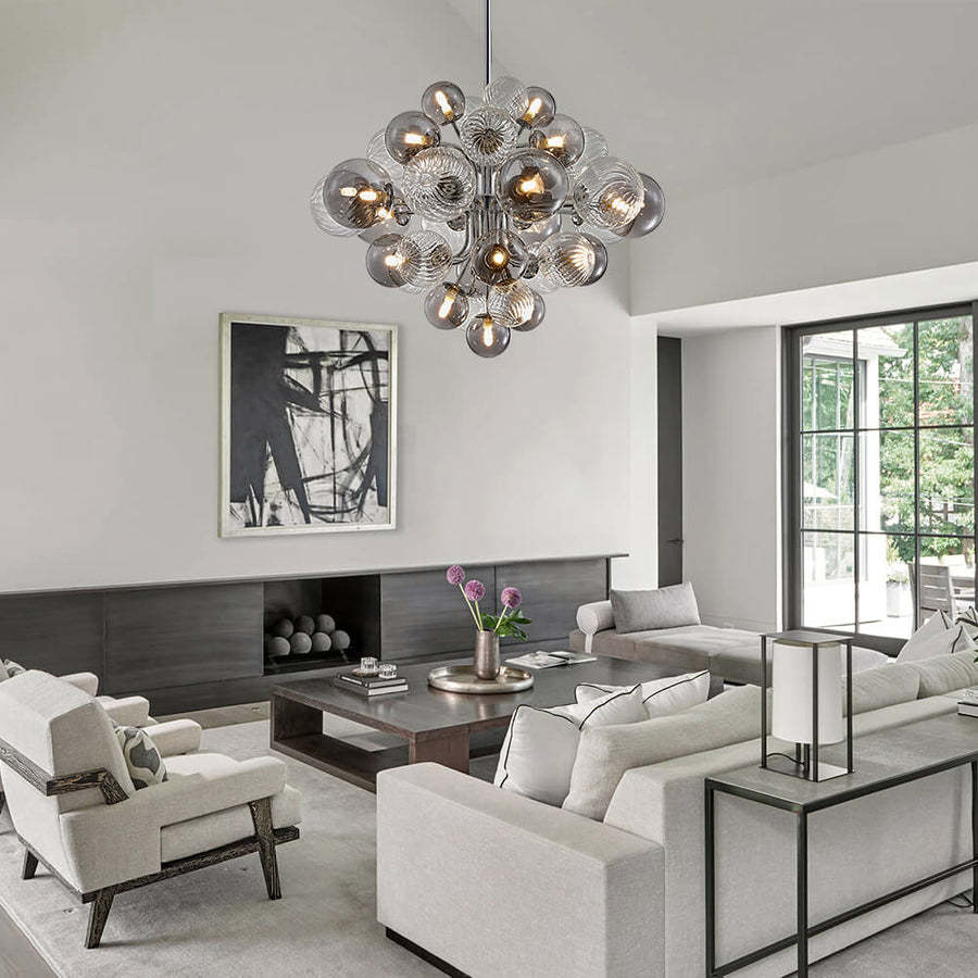 Nordic Luxury Glass Bubble Chandelier Simple High-end Copper Metal Chandelier-labpiecesign