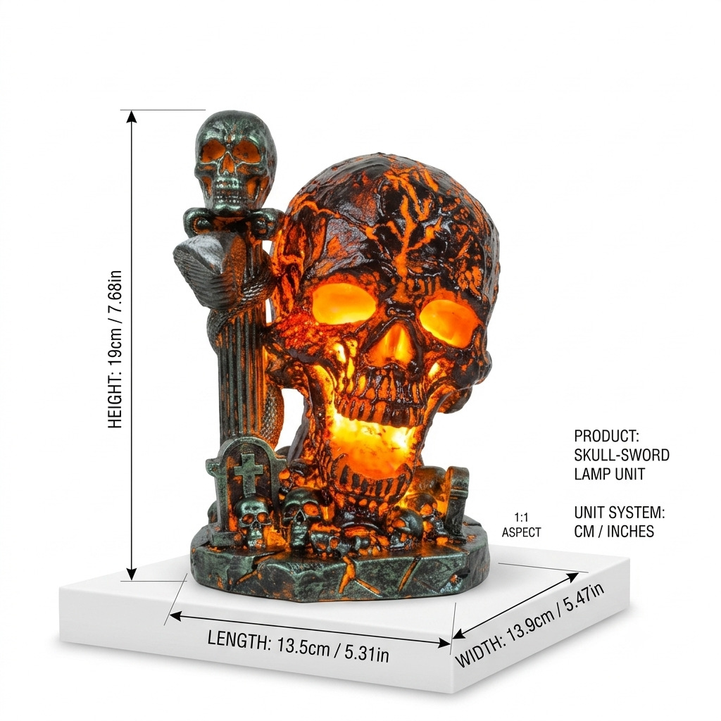 Spooky USB Lava Skull Lamp for Halloween Yard & Garden Decor
