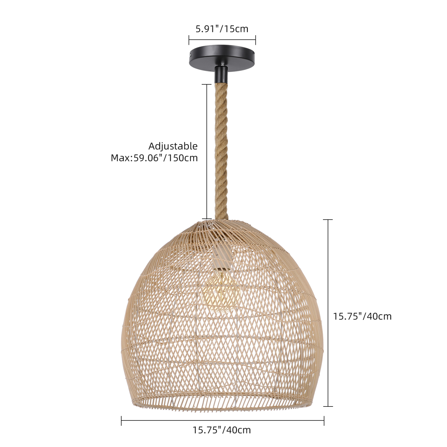 Handwoven Bohemian Rattan Pendant Light for Farmhouse Dining Room