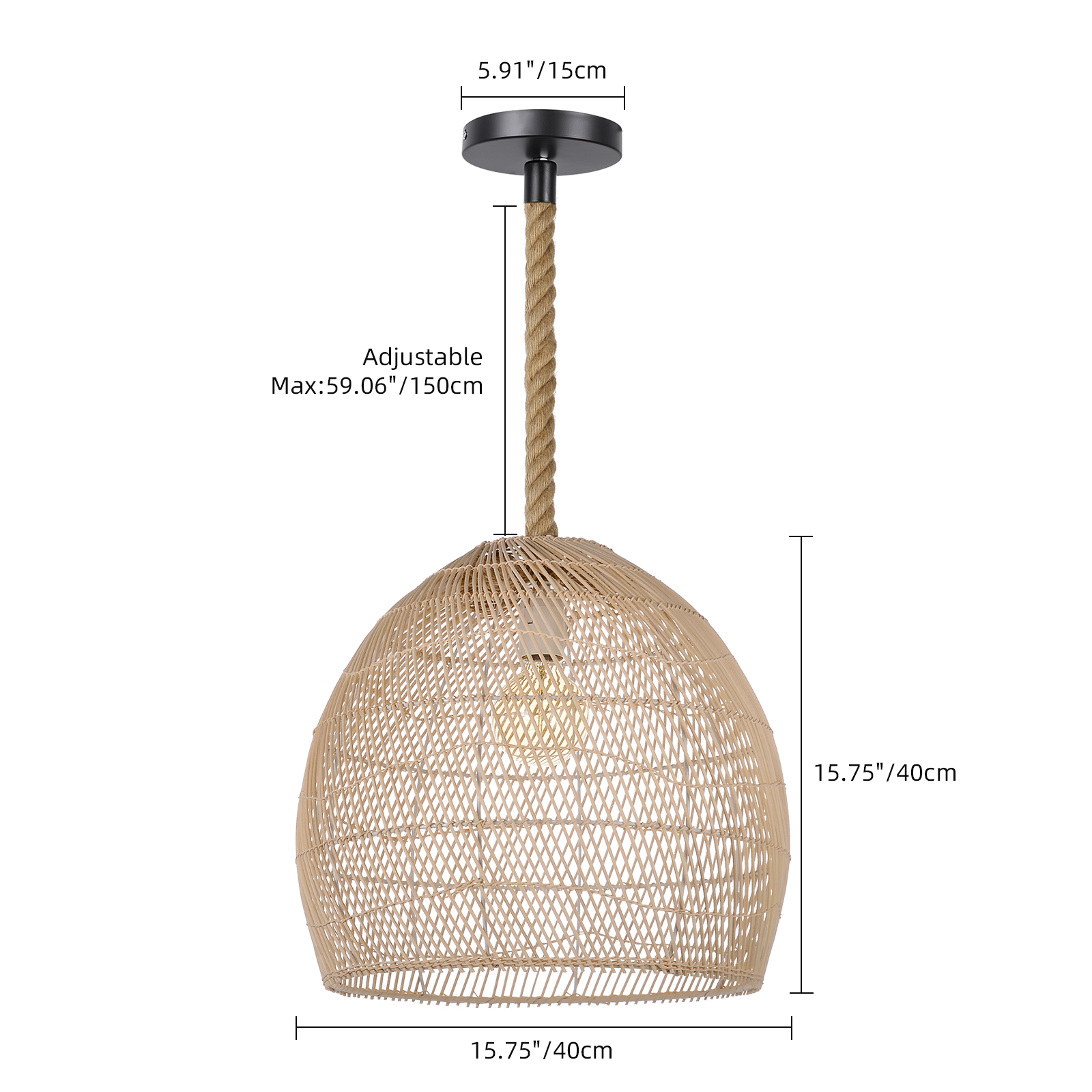 Handwoven Bohemian Rattan Pendant Light for Farmhouse Dining Room