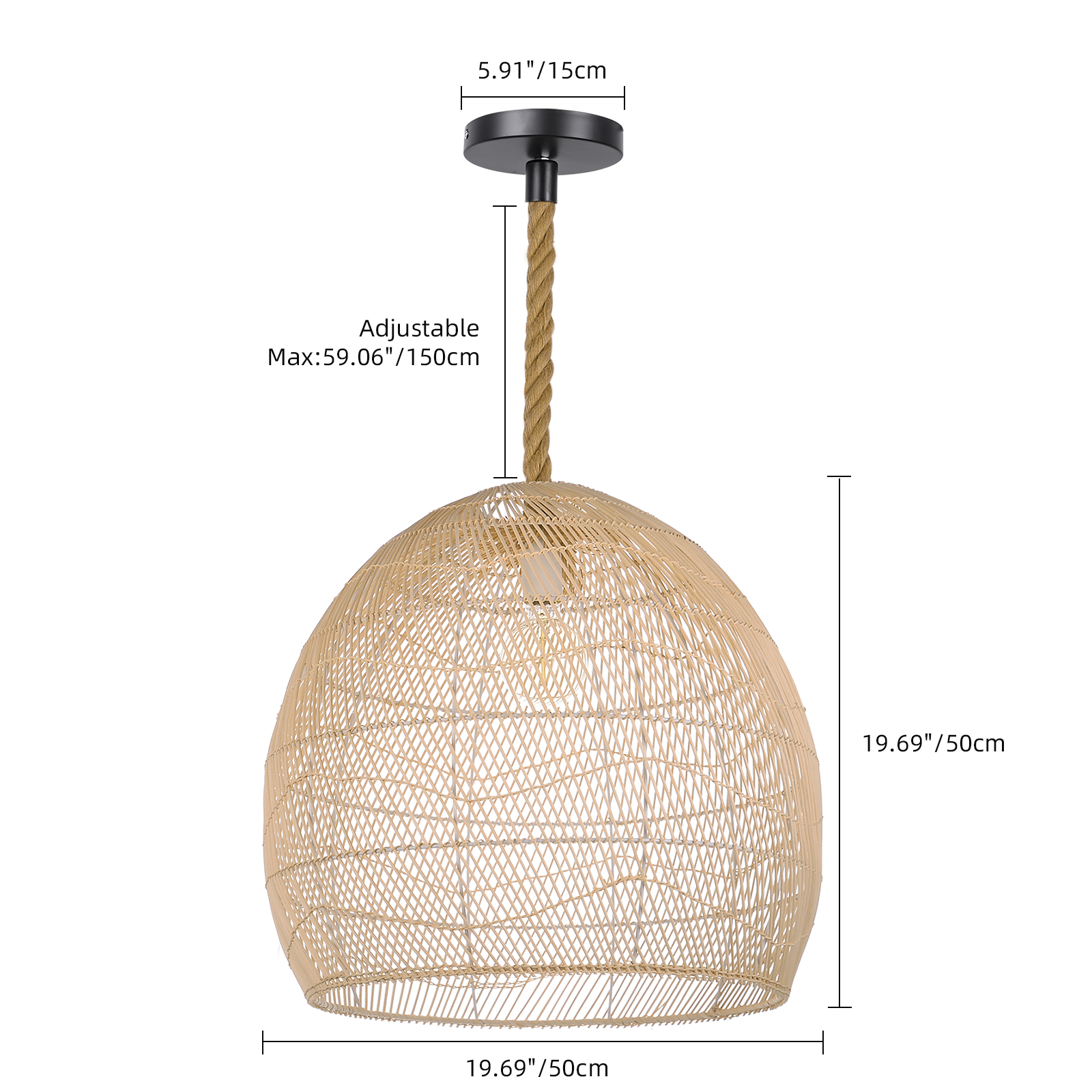 Handwoven Bohemian Rattan Pendant Light for Farmhouse Dining Room