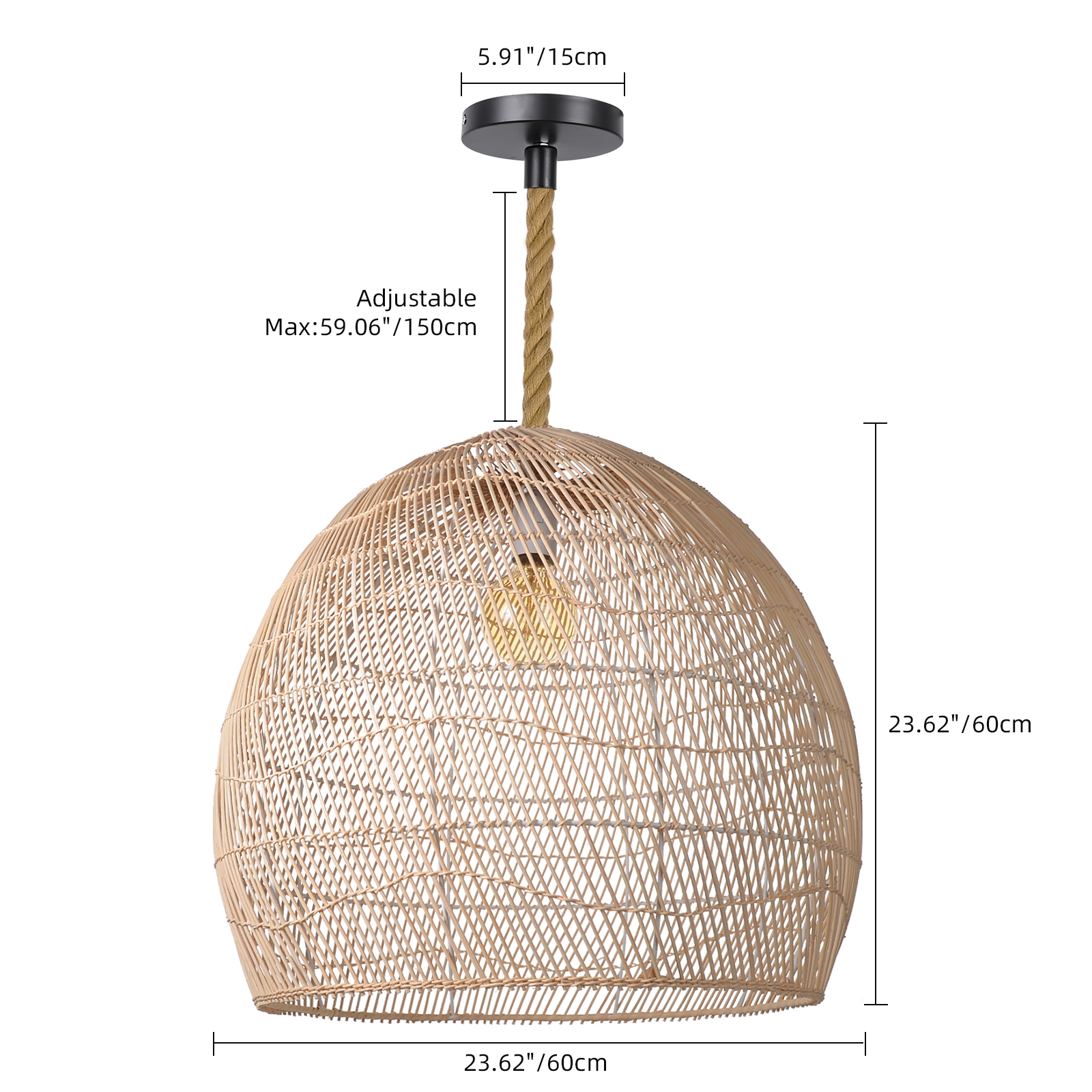 Handwoven Bohemian Rattan Pendant Light for Farmhouse Dining Room