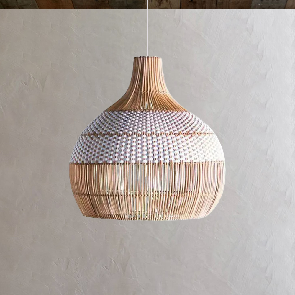 White Rattan Pendant Light Woven Rattan Lampshade