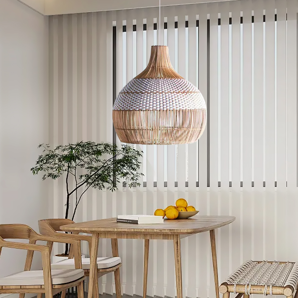 White Rattan Pendant Light Woven Rattan Lampshade