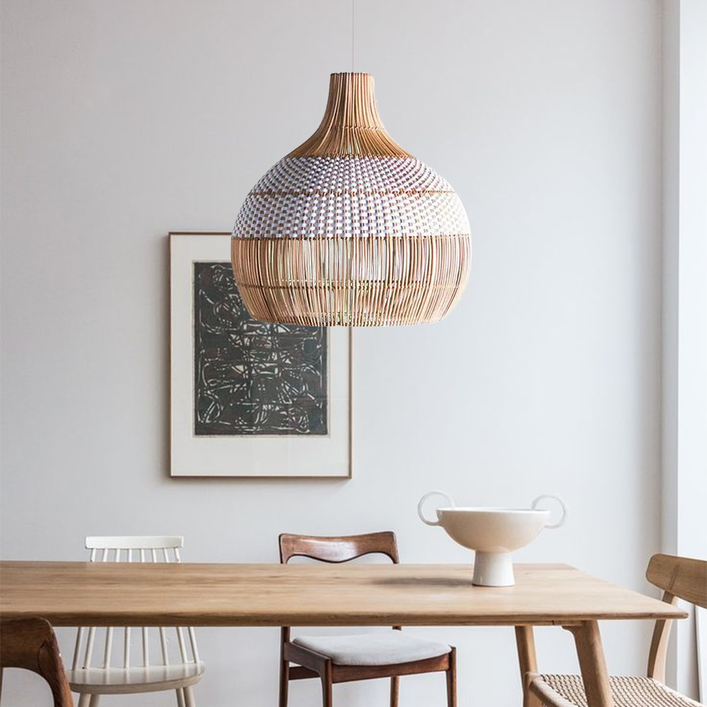 White Rattan Pendant Light Woven Rattan Lampshade