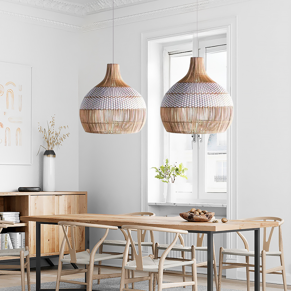 White Rattan Pendant Light Woven Rattan Lampshade