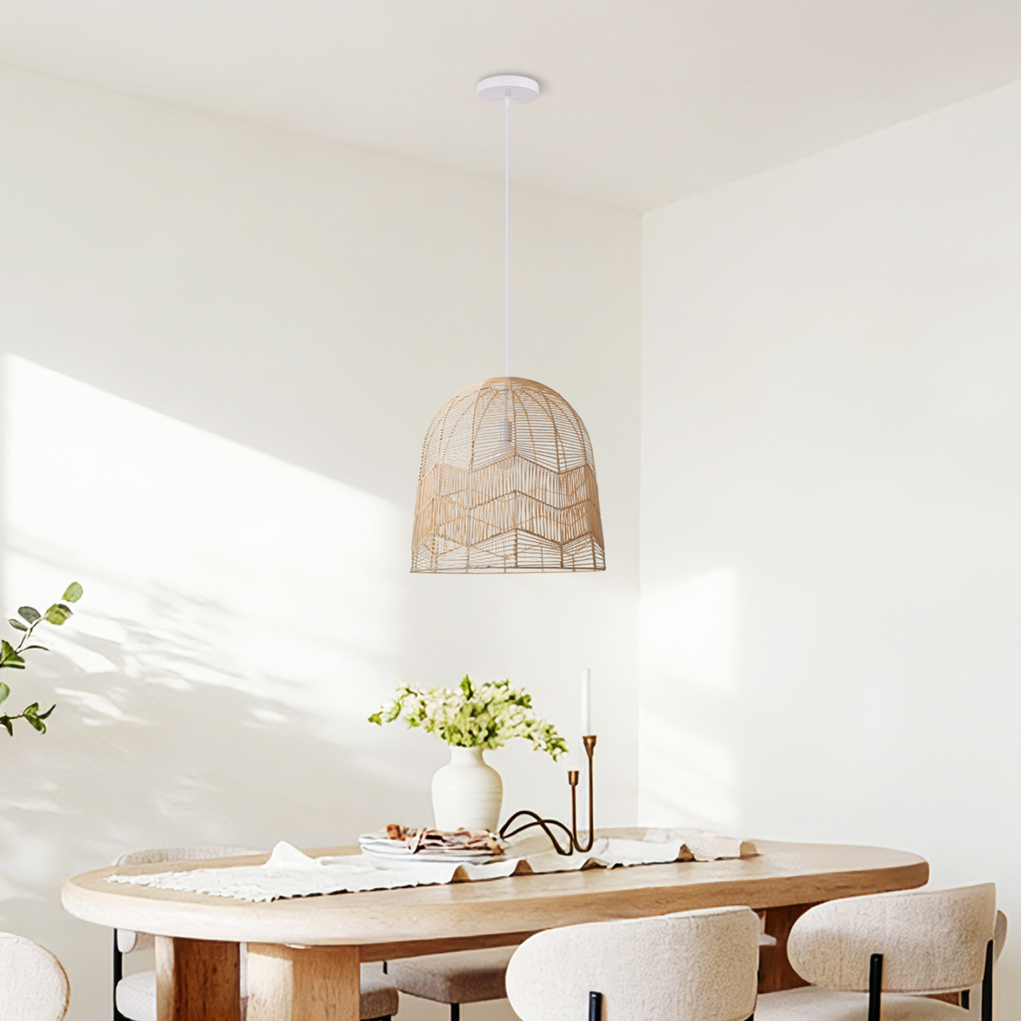 Dome Rattan Pendant Light for Farmhouse Decor