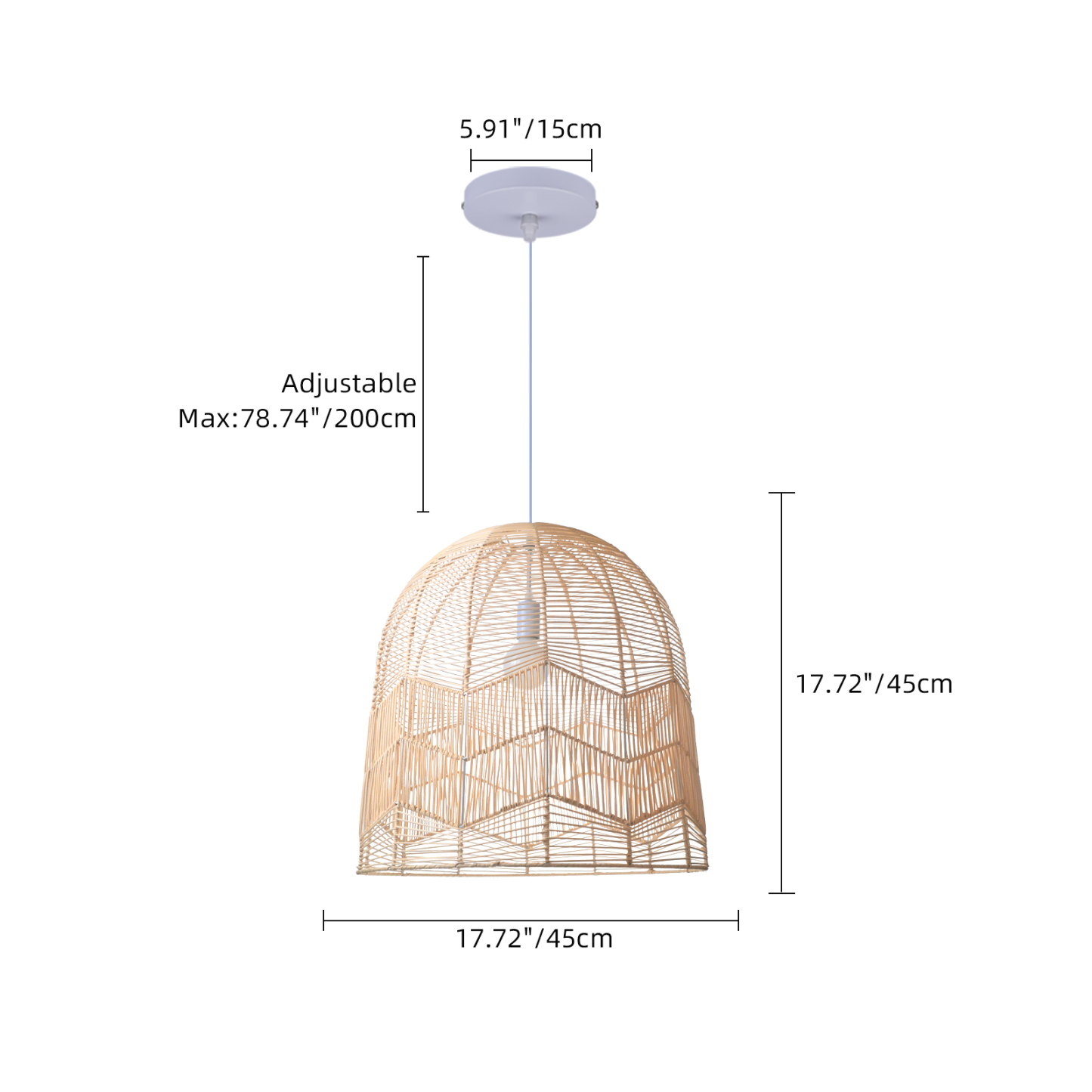 Dome Rattan Pendant Light for Farmhouse Decor