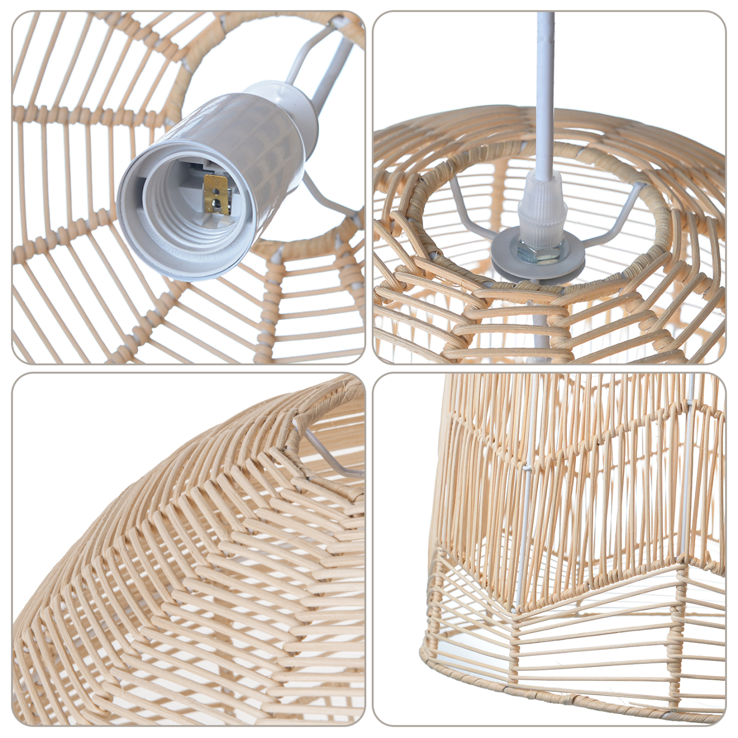 Dome Rattan Pendant Light for Farmhouse Decor