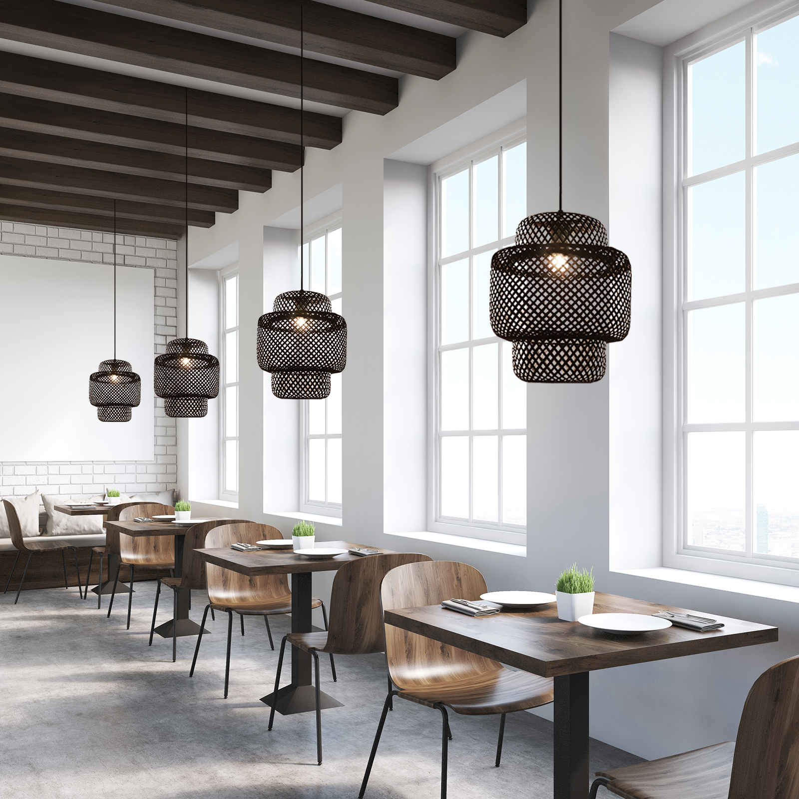Tiered bamboo pendant light shade vintage diy lighting shade store-labpiecesign