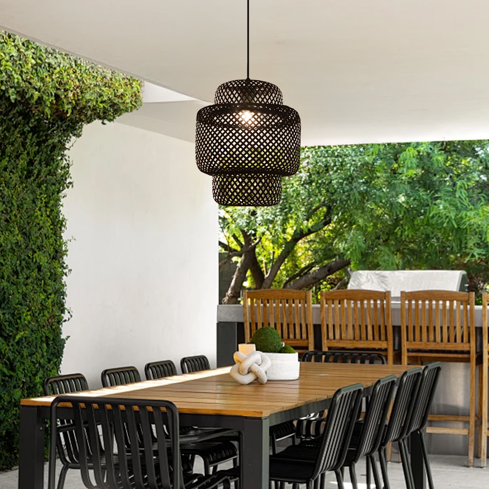 Tiered bamboo pendant light shade vintage diy lighting shade store-labpiecesign