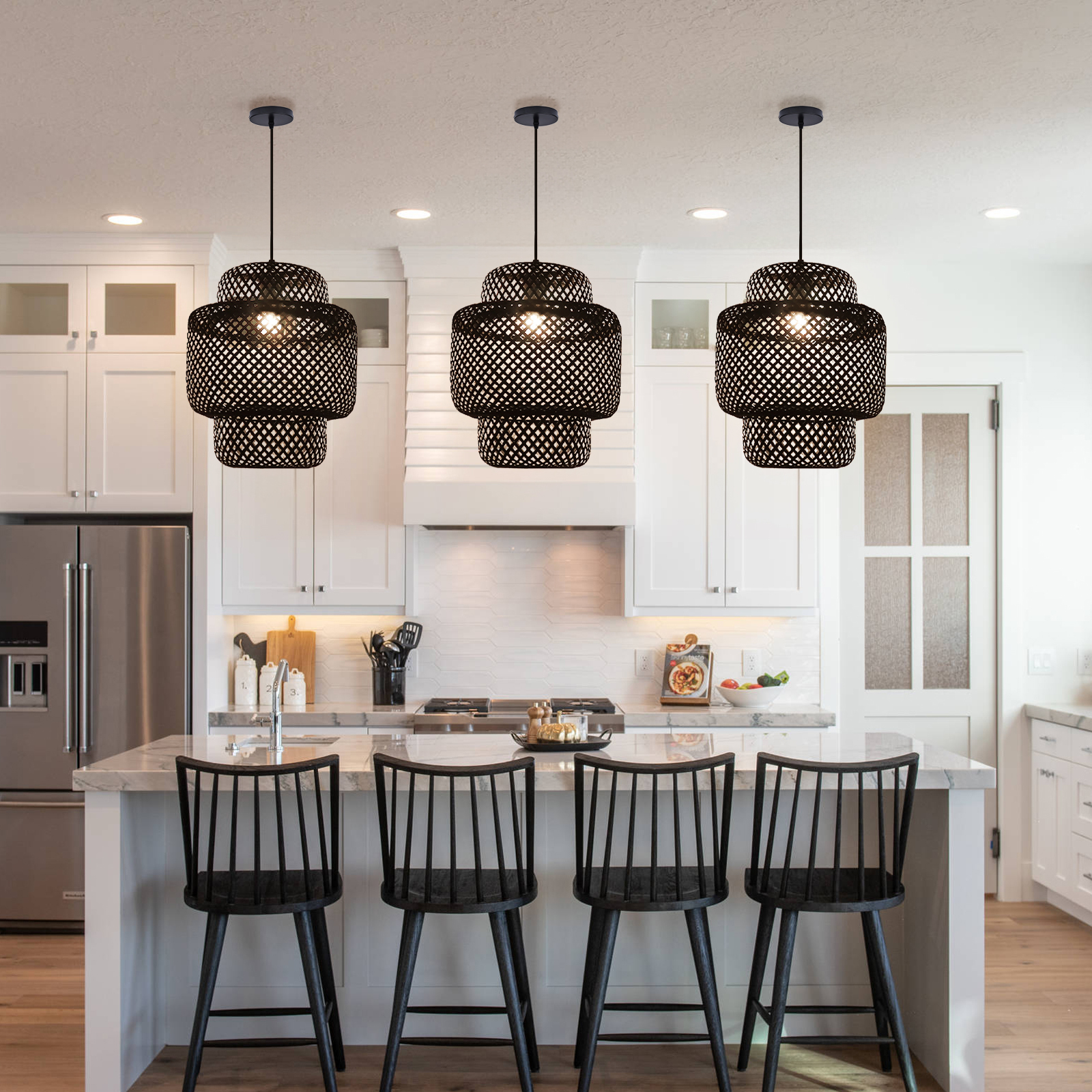Tiered bamboo pendant light shade vintage diy lighting shade store-labpiecesign