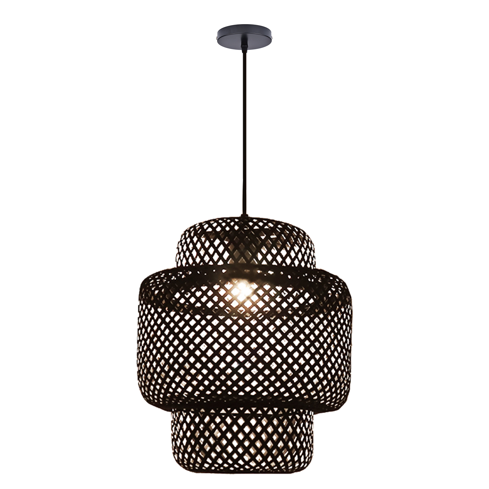 Tiered bamboo pendant light shade vintage diy lighting shade store-labpiecesign