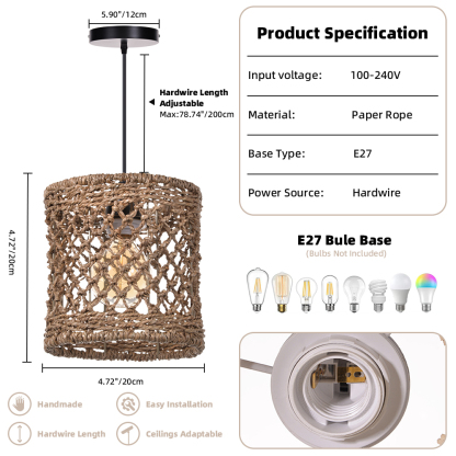 Various styles 3 light straw pendant light
