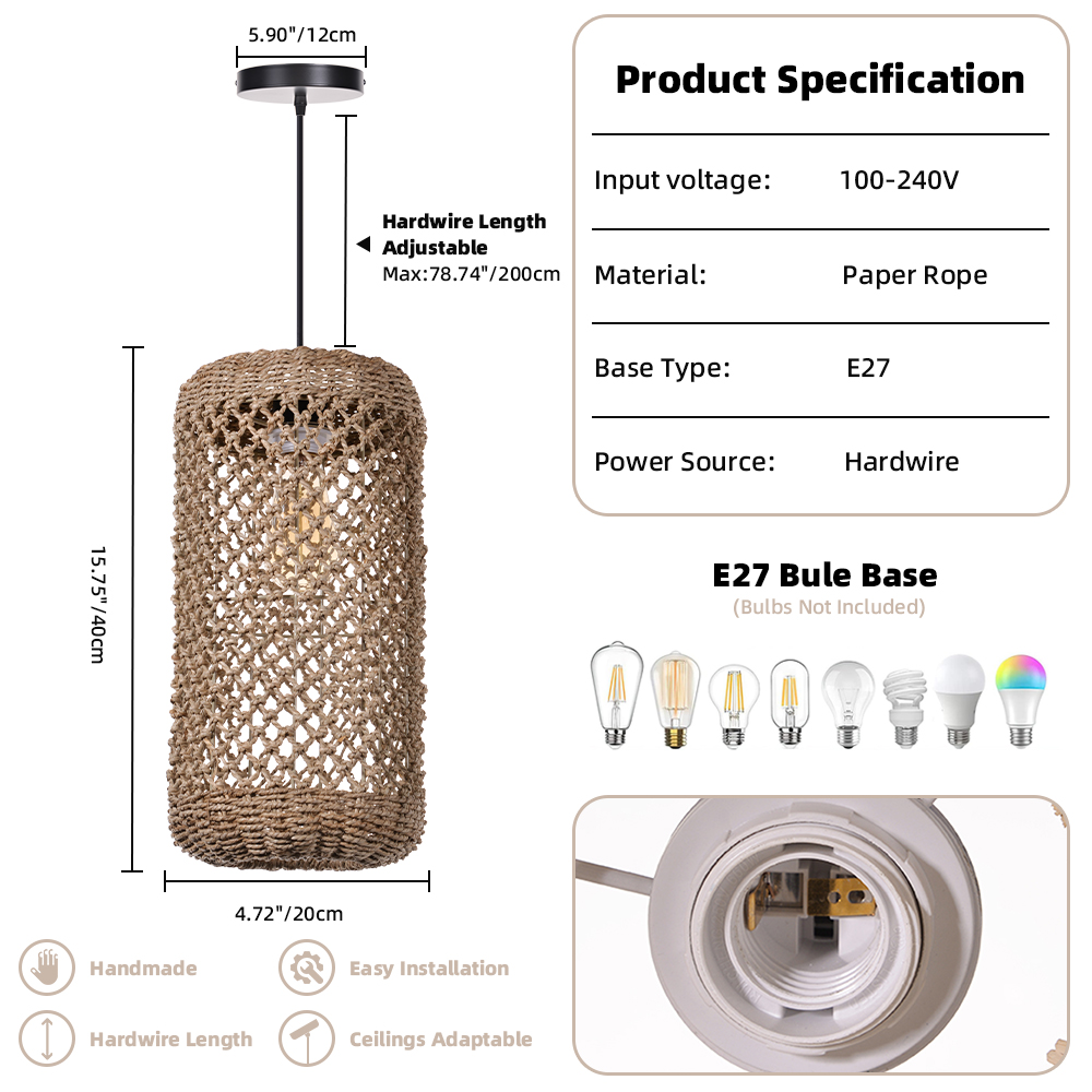 Various styles 3 light straw pendant light