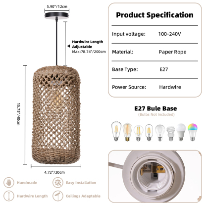 Various styles 3 light straw pendant light