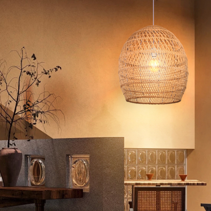 Boho style island rattan lamp decorative pendant light-labpiecesign