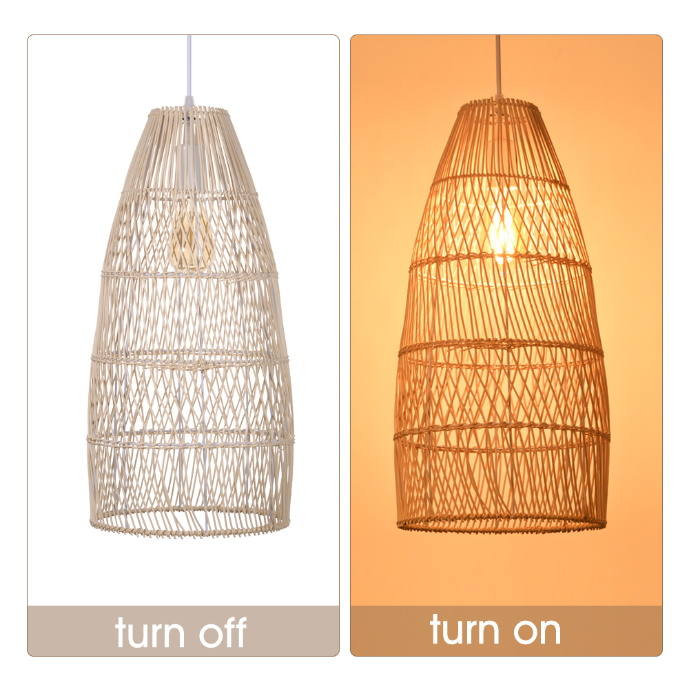 Wabi-sabi style hand-woven rattan lamp