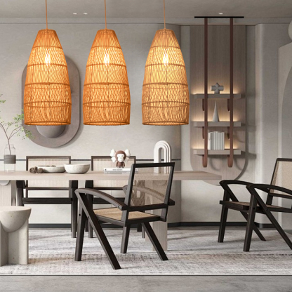 Wabi-sabi style hand-woven rattan lamp-labpiecesign