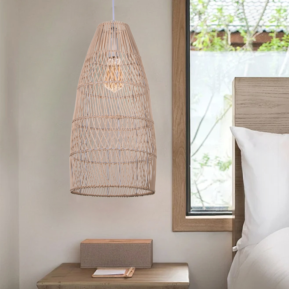 Wabi-sabi style hand-woven rattan lamp