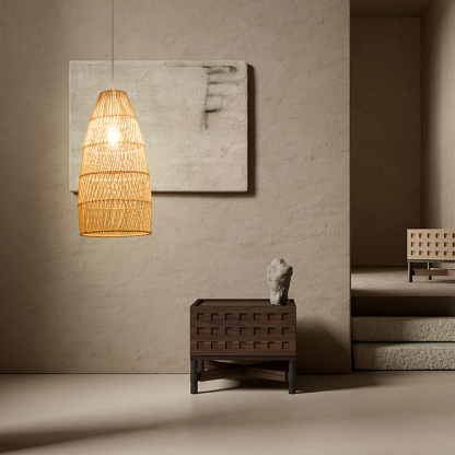 Wabi-sabi style hand-woven rattan lamp-labpiecesign