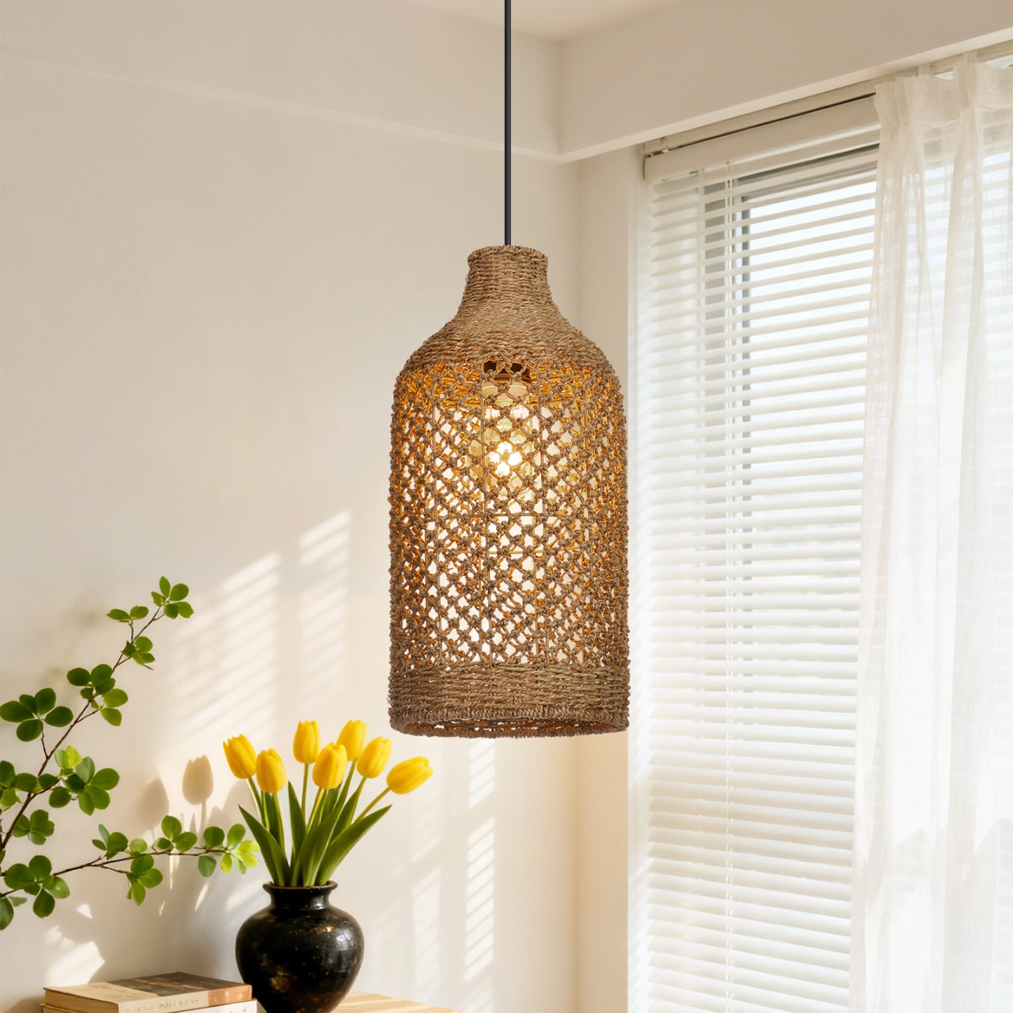 Rattan Pendant Light for Vintage Farmhouse Restaurant