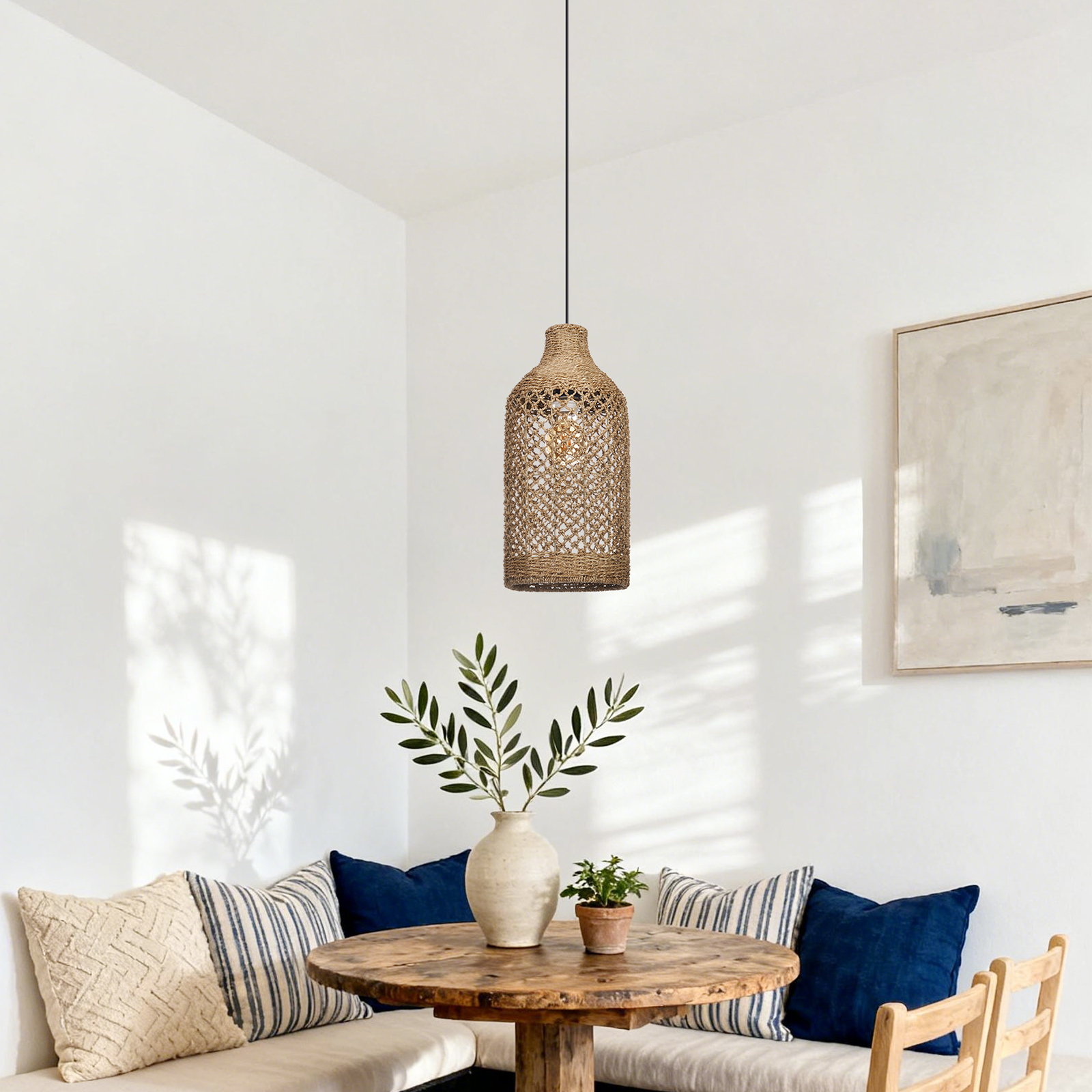 Rattan Pendant Light for Vintage Farmhouse Restaurant