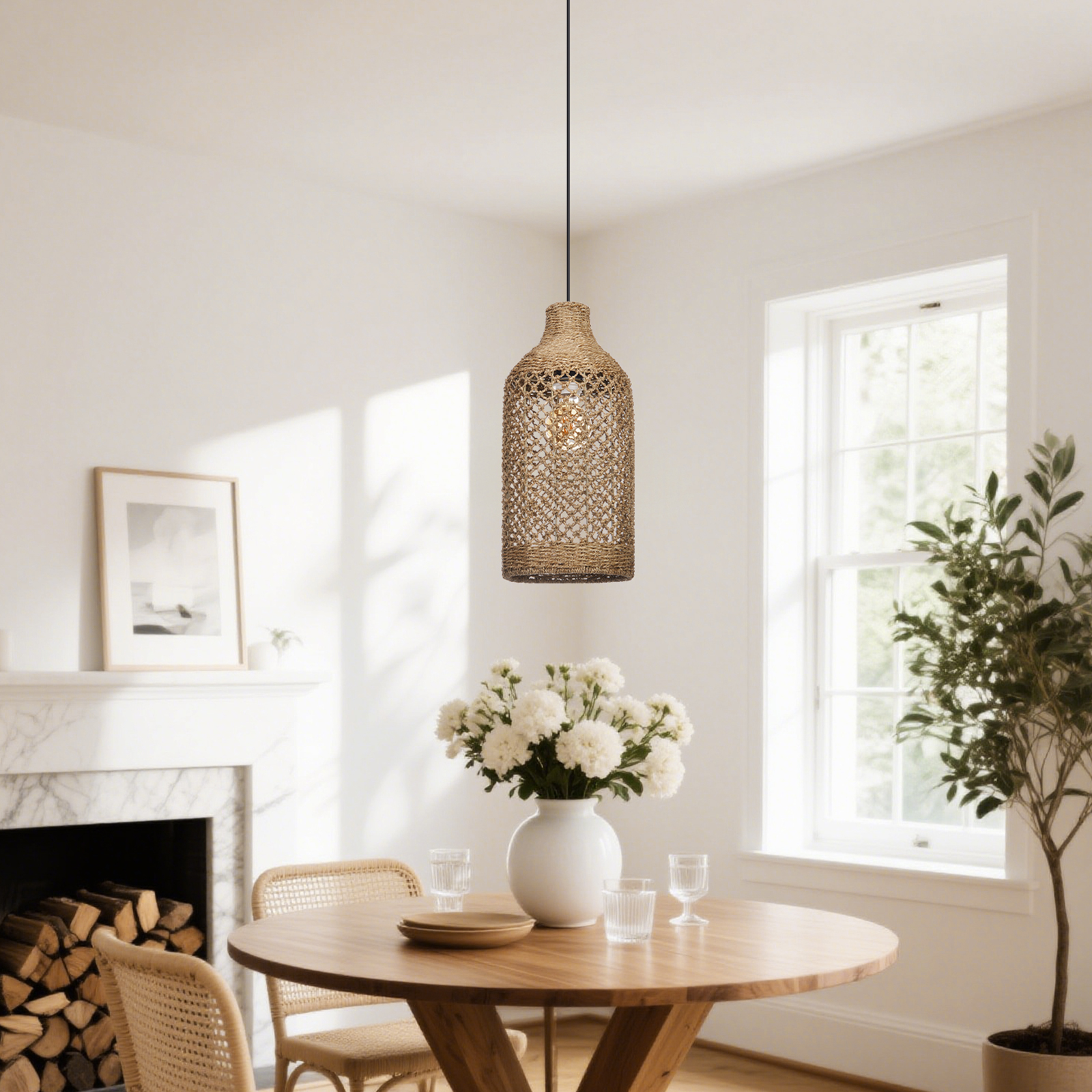 Rattan Pendant Light for Vintage Farmhouse Restaurant