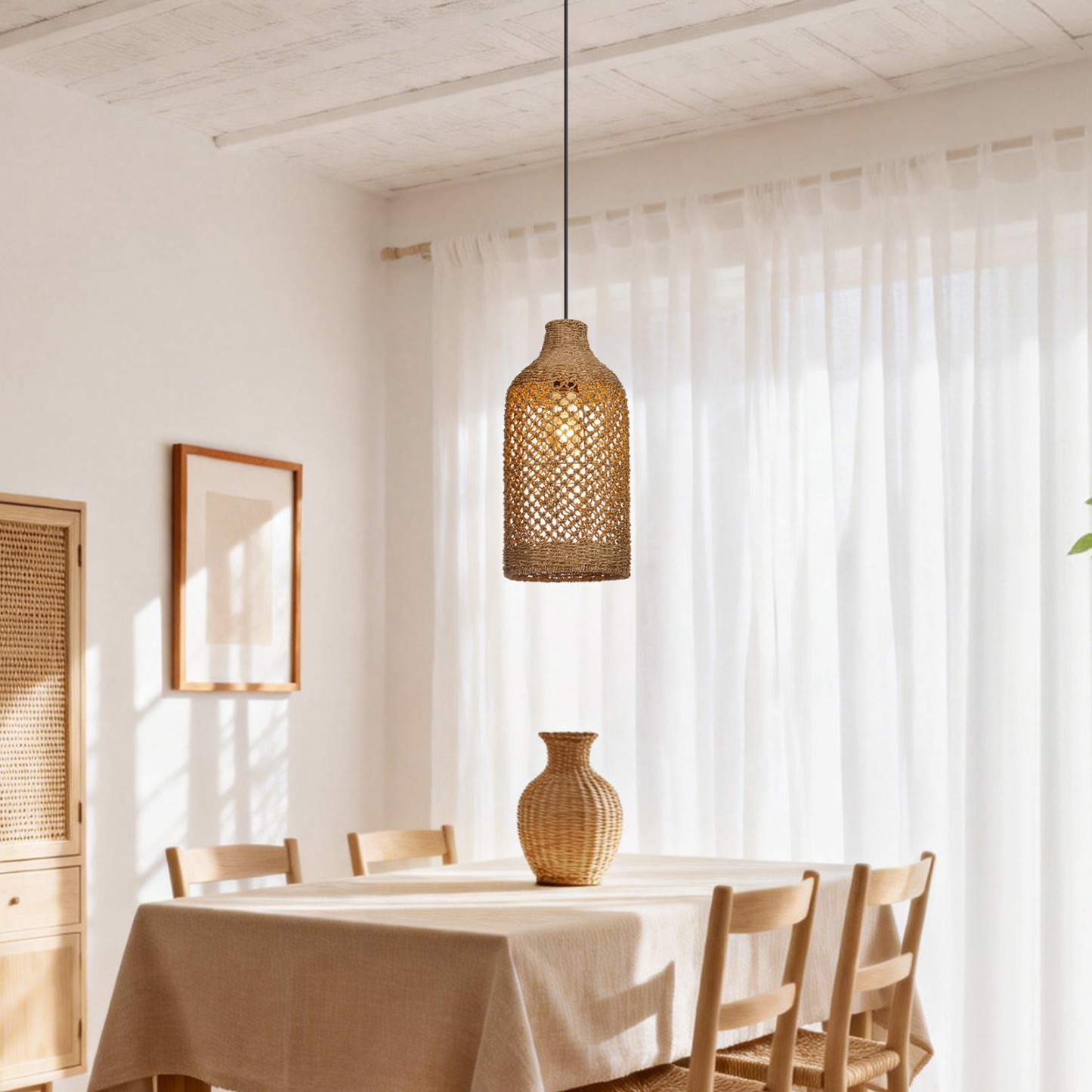 Rattan Pendant Light for Vintage Farmhouse Restaurant