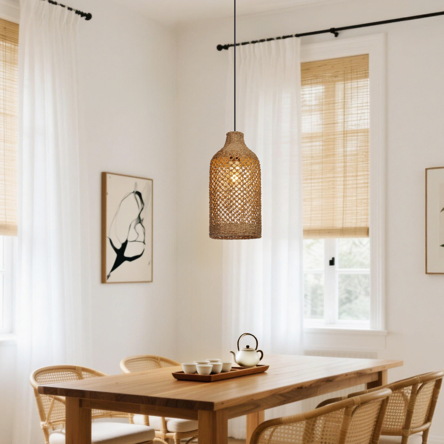 Rattan Pendant Light for Vintage Farmhouse Restaurant