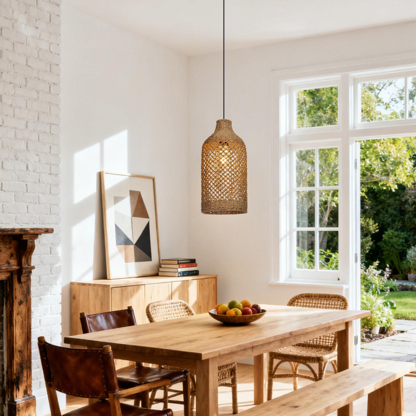 Rattan Pendant Light for Vintage Farmhouse Restaurant