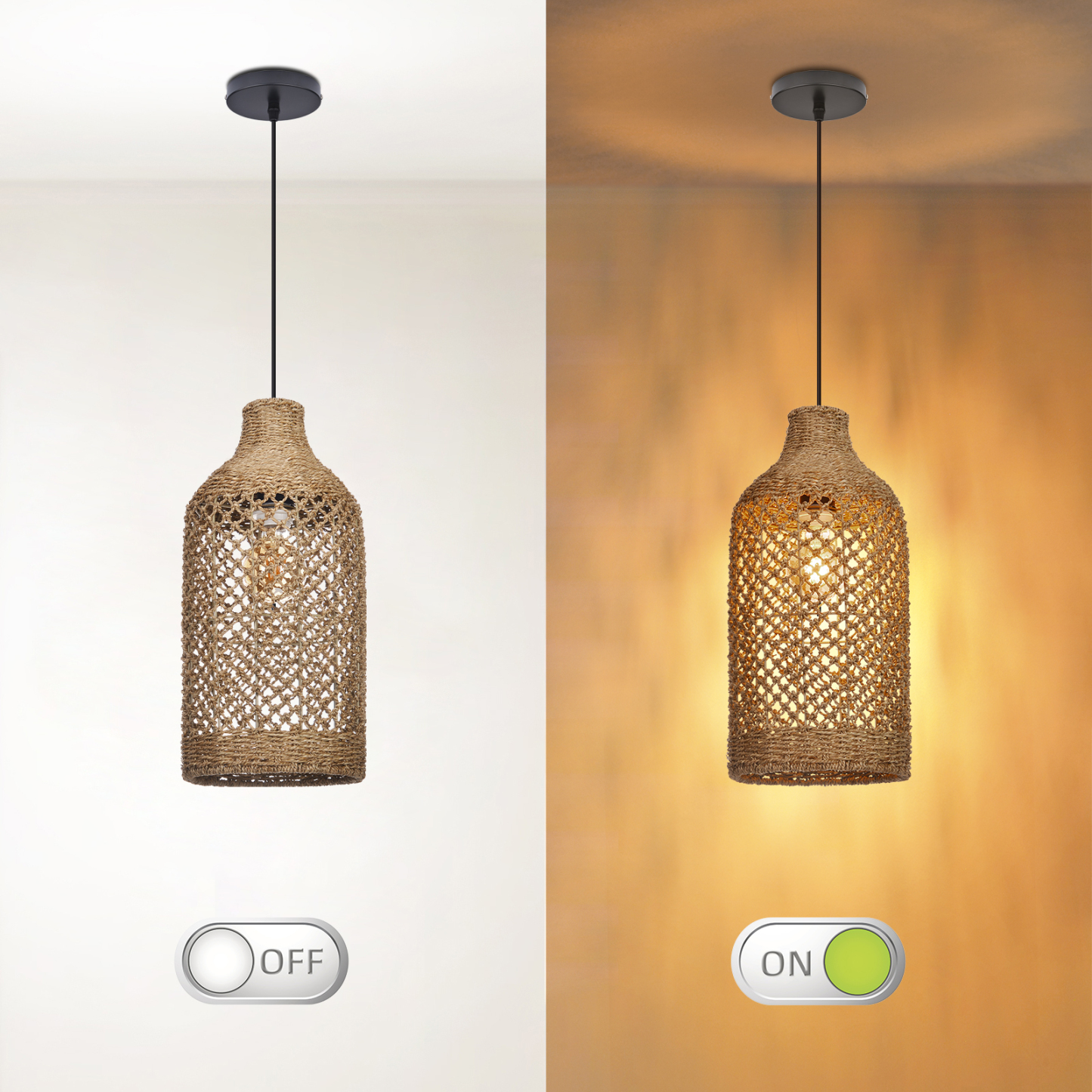 Rattan Pendant Light for Vintage Farmhouse Restaurant