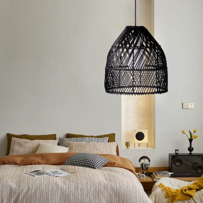 wabi sabi black rattan pendant light-labpiecesign