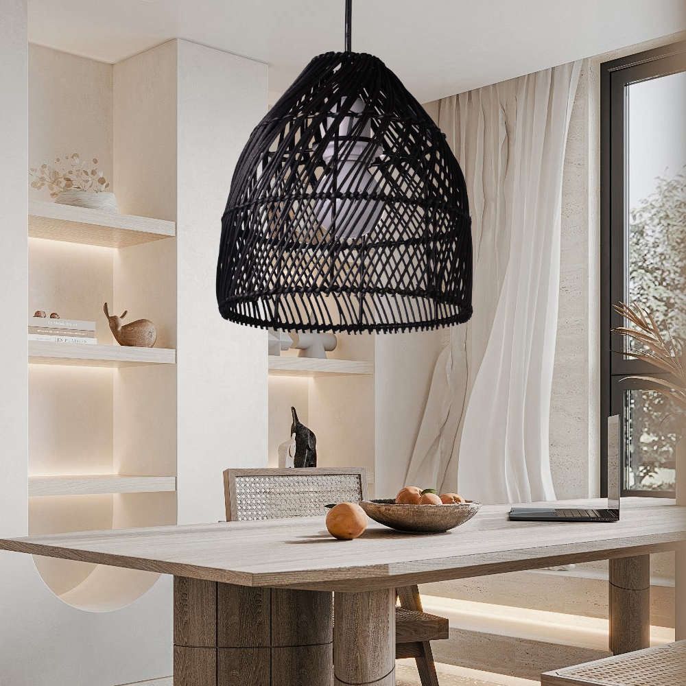 wabi sabi black rattan pendant light