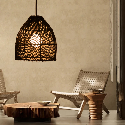 wabi sabi black rattan pendant light-labpiecesign