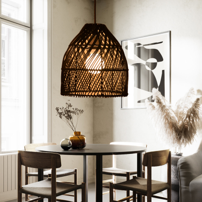 wabi sabi black rattan pendant light-labpiecesign
