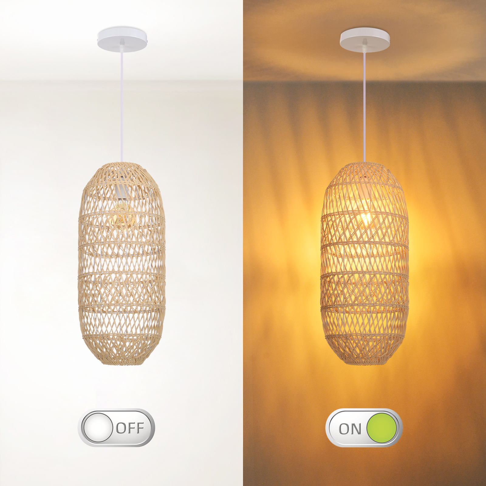 Bohemian Rattan Pendant Light for Dining Room