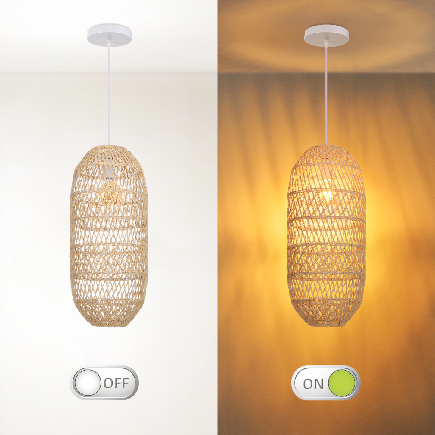 Bohemian Rattan Pendant Light for Dining Room