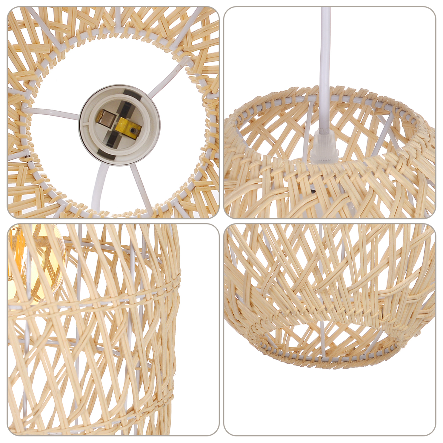 Bohemian Rattan Pendant Light for Dining Room