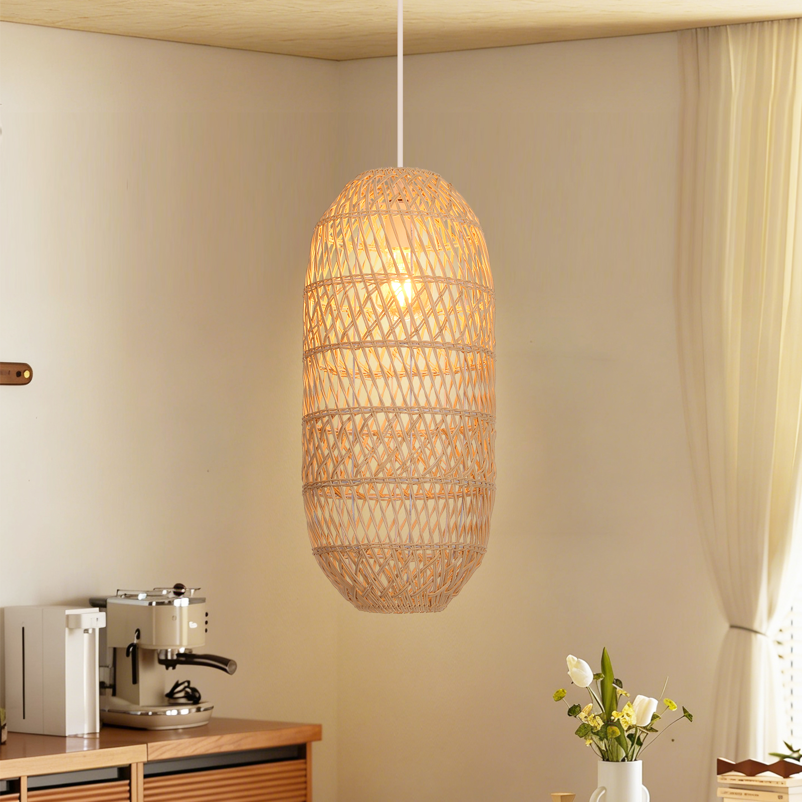 Bohemian Rattan Pendant Light for Dining Room