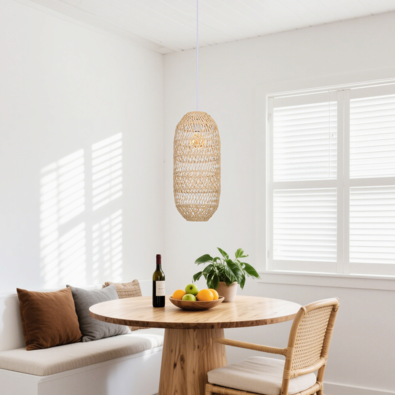 Bohemian Rattan Pendant Light for Dining Room