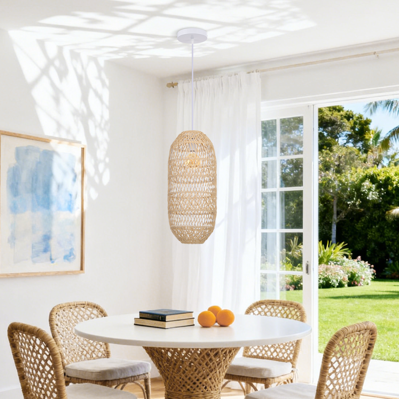 Bohemian Rattan Pendant Light for Dining Room
