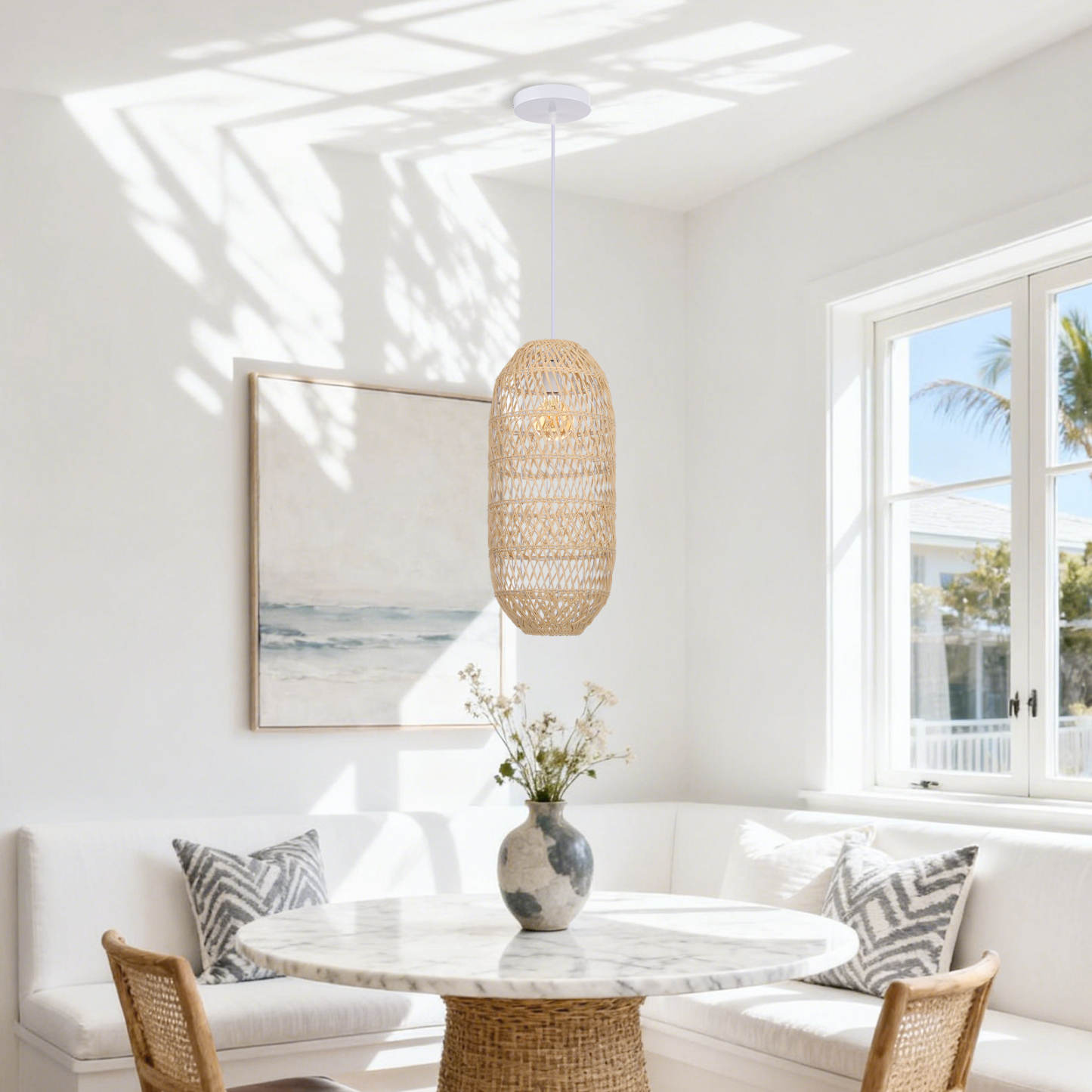 Bohemian Rattan Pendant Light for Dining Room